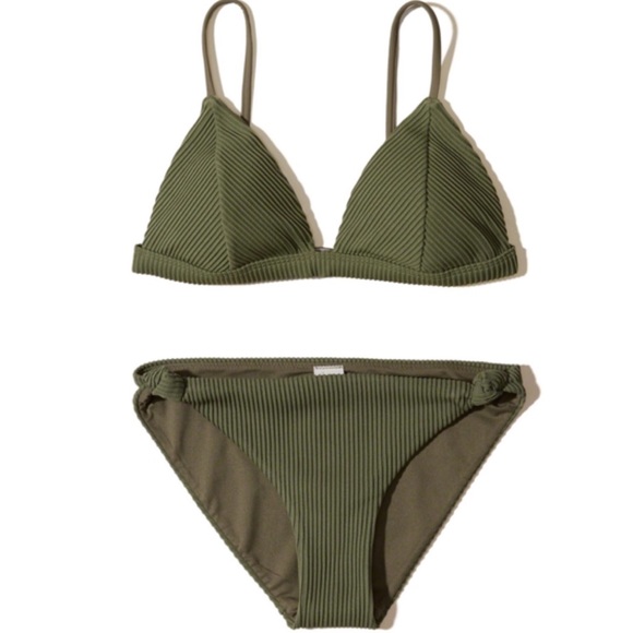 green ribbed bikini